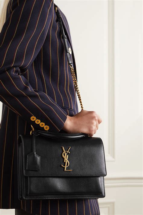 authentic ysl silver sunset medium black crossbody bag|Saint Laurent Sunset Medium YSL Crossbody Bag in Smooth .